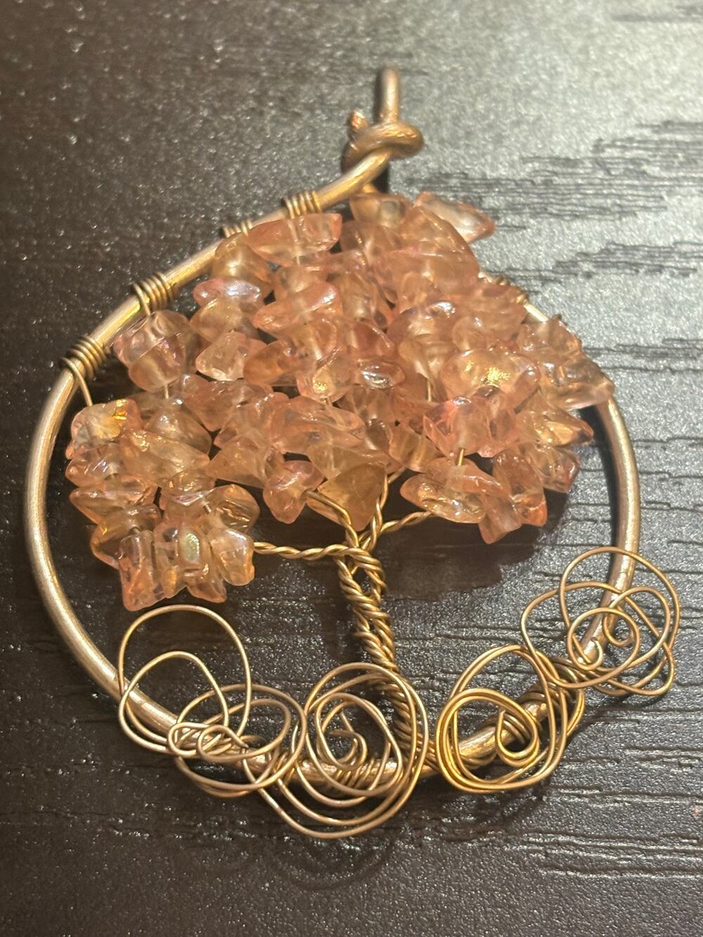 Genuine Rose Quartz Tree of Life Artisan Pendant